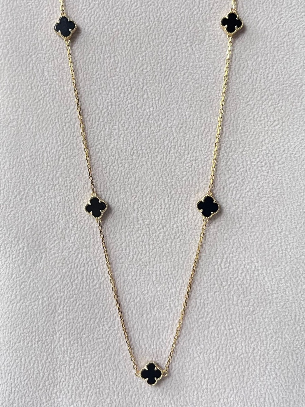 N080 | Black Onyx Clover Station Necklace